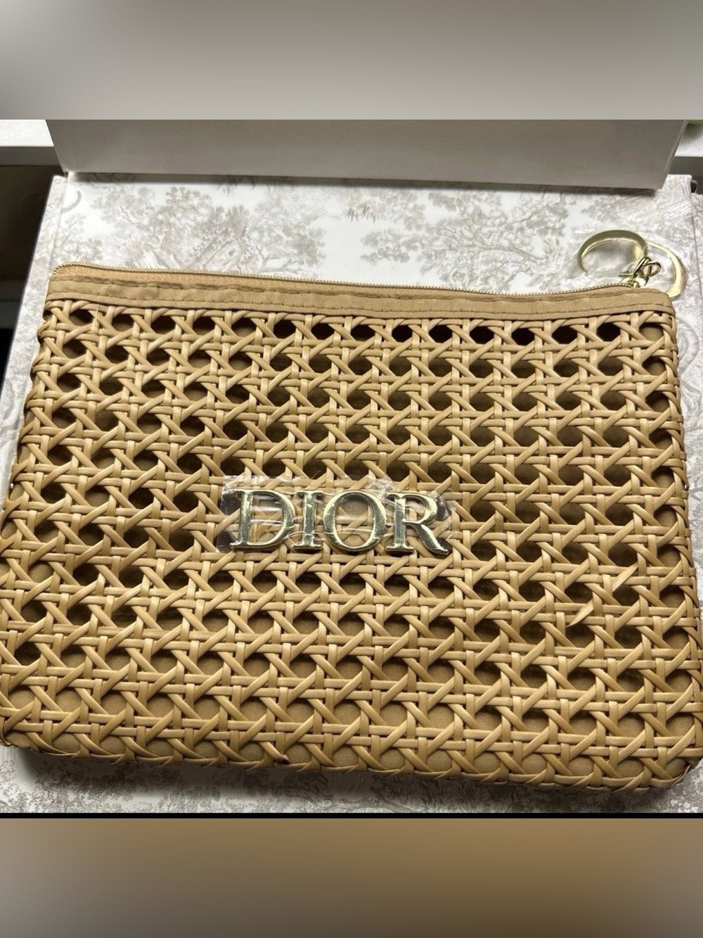 Dior Beauty 2026 Solar Limited Edition Raffia Pouch w/Gold Logo